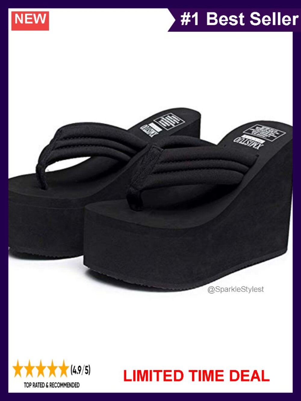 Wedge Platform Flip Flop Sandals Arch Support Slip On Thong